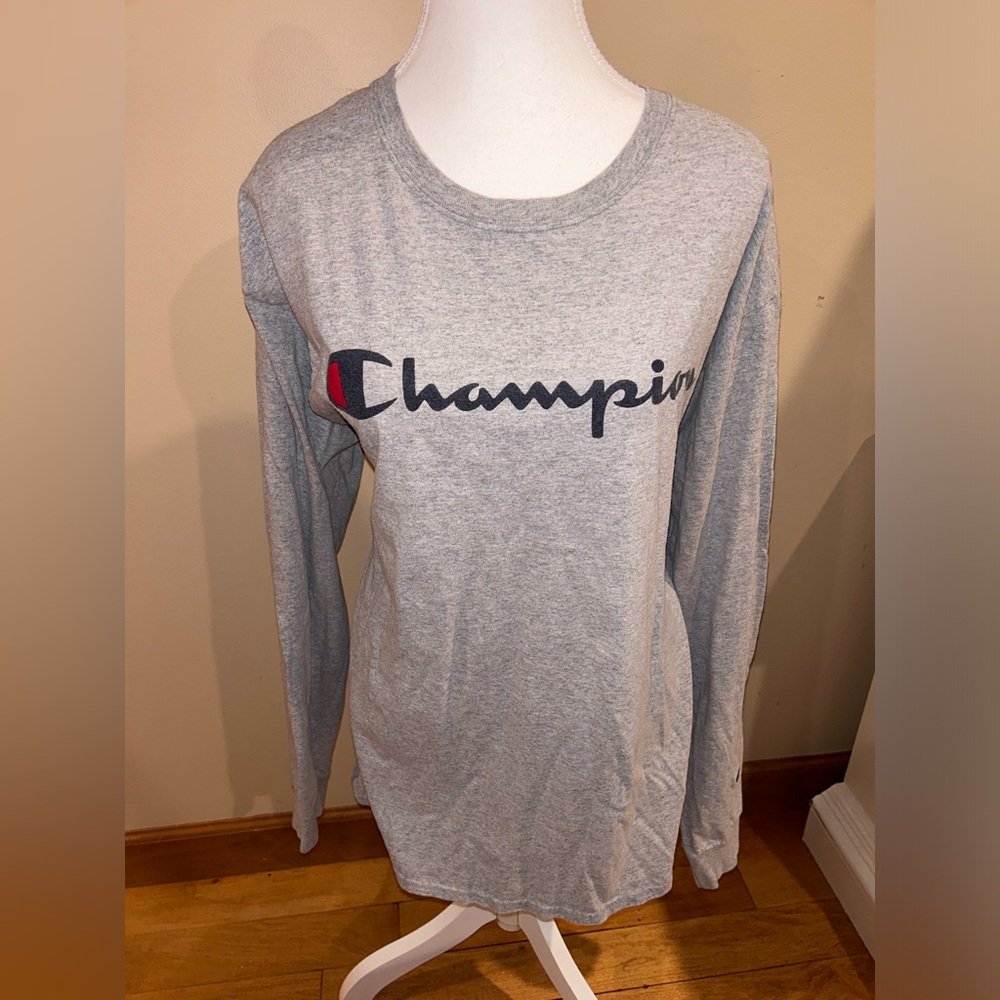Champion Unisex Long Sleeve Gray Shirt SIZE XL